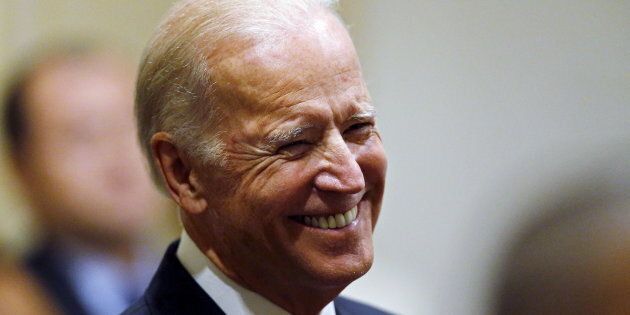 U.S. Vice President Joe Biden smiles as he is introduced to speak at a reception in honor of the 2015 USO Gala honorees at his residence at the Naval Observatory in Washington October 19, 2015. After months of speculation and deliberation, a decision on a potential Biden presidential bid is reportedly coming within days, according to media reports Monday. REUTERS/Jim Bourg