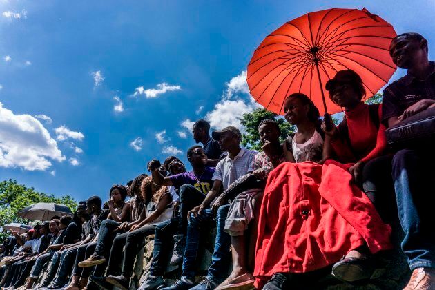 University of Zimbabwe's students take part in a demonstration on November 20, 2017 in Harare to demand the withdrawal of Grace Mugabe's doctorate and refused to sit their exams as pressure builds on Zimbabwe's President to resign.