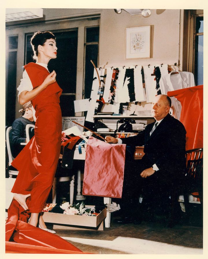 Christian Dior and fashion model Lucky c. 1956