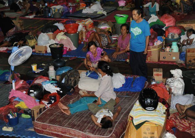 Those who live in the exclusion zone remain in evacuation centres.