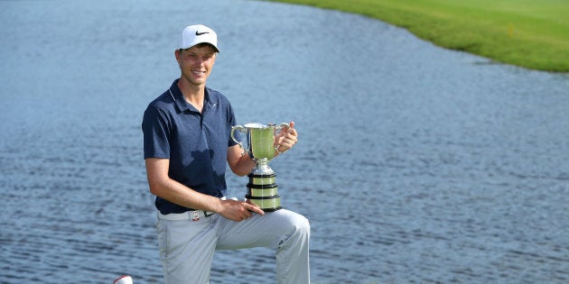 Cameron Davis of Australia poses with the Stonehaven Cup during day four of the 2017 Australian Golf Open at the Australian Golf Club in Sydney, Australia.