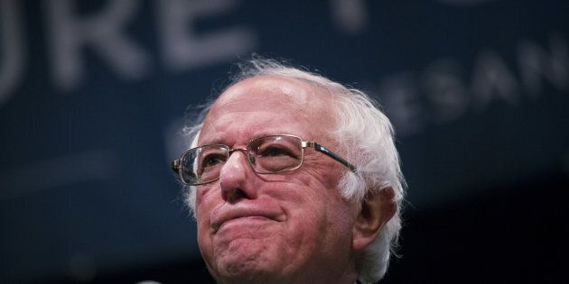 Senator Bernie Sanders, an independent from Vermont and 2016 Democratic presidential candidate, pauses as he speaks during a campaign event in New York, U.S., on Thursday, June 23, 2016. In the two weeks since Hillary Clinton wrapped up the Democratic presidential primary, runner-up Sanders has promised to work hard to defeat Donald Trump but he's given no sign he'll soon embrace Clinton, his party's presumptive nominee. Photographer: John Taggart/Bloomberg via Getty Images