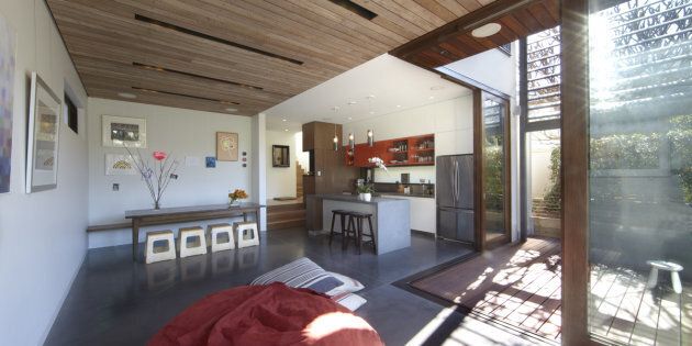 Concrete floors, shading devices and plenty of solar access.