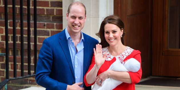 The Duke and Duchess of of Cambridge pictured outside the Lindo Wing at St Mary's Hospital in Paddington, London, after the birth of their third child.