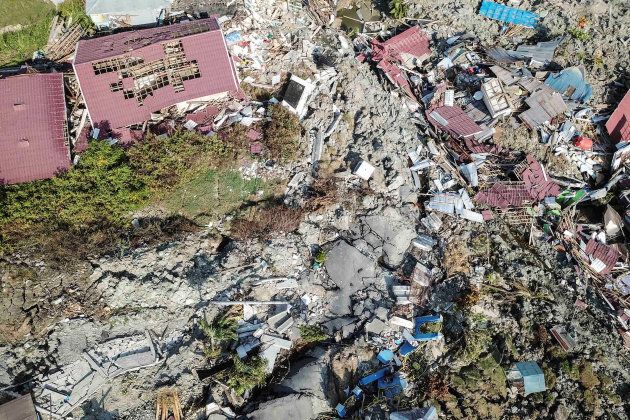 An aerial view of Petobo sub-district following an earthquake in Palu, Central Sulawesi, Indonesia, October 2, 2018 in this photo taken by Antara Foto.