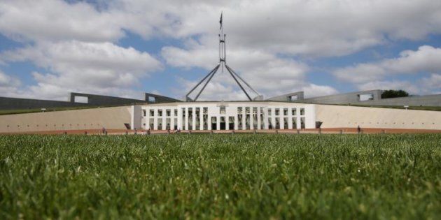The grass in front of Parliament House in Canberra