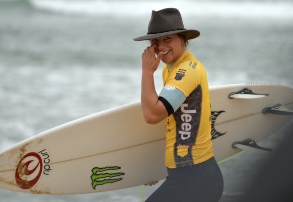 Wright didn't surf in the hat at this event in Hossegor, France, in October. But she did secure the world title there. We're sure the hat helped somehow.