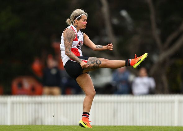 This was Hope playing for St Kilda in September. She'll line up for Collingwood in the new AFLW. But it's OK, you can still like her.
