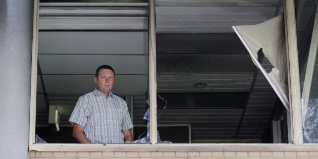 Lyle Shelton managing director of the Australian Christian Lobby in his burnt out office.