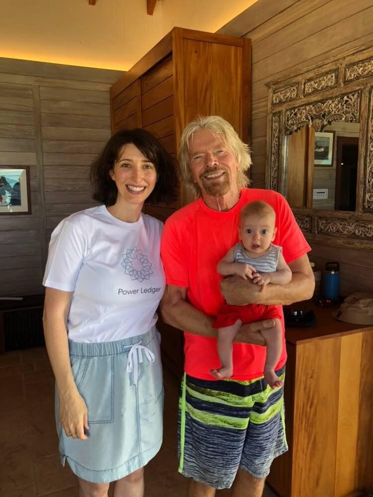 Power Ledger recently won a global technology competition run by Richard Branson. Green's son, Castiel, travelled with his mum to Necker Island for the competition.