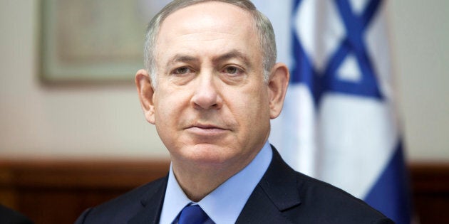 Israeli Prime Minister Benjamin Netanyahu attends the weekly cabinet meeting at his Jerusalem office