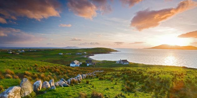 Ireland, County Mayo, Clare Island, sunset