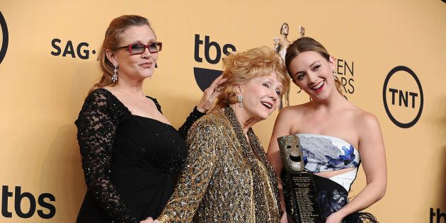 Carrie Fisher, Debbie Reynolds and Billie Catherine Lourd at the Screen Actors Guild Awards in California on Jan. 25, 2015.