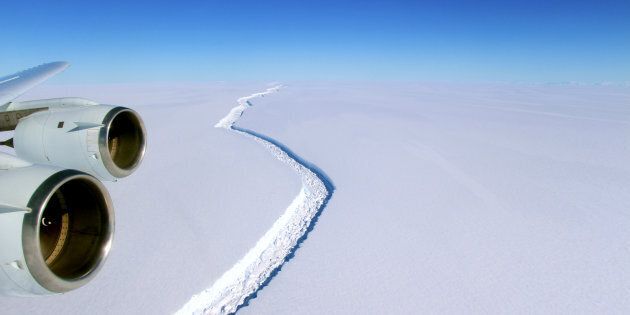 A photo of the rift in the Larsen C ice shelf captured by NASA in November.