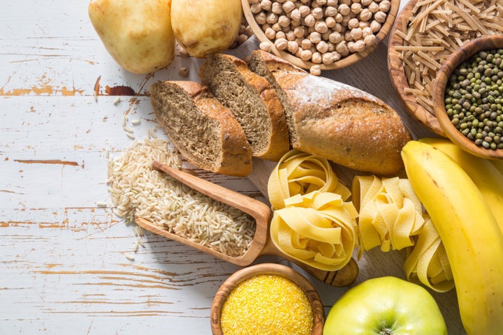 Go for complex carbohydrates like whole grain bread and pasta, brown rice, legumes and veggies.