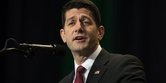 Speaker of the United States House of Representatives Paul Ryan speaks at President-elect Donald Trump's USA Thank You Tour 2016 at the Wisconsin State Fair Exposition Center December 13, 2016 in West Allis, Wisconsin. / AFP / DON EMMERT (Photo credit should read DON EMMERT/AFP/Getty Images)