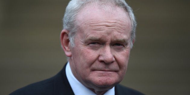 Northern Ireland's Deputy First Minister Martin McGuinness pauses before speaking to media at Stormont Castle as he arrives to greet Colombia's President Juan Manuel Santos who is on a state visit to Belfast, Northern Ireland November 3, 2016. REUTERS/Clodagh Kilcoyne
