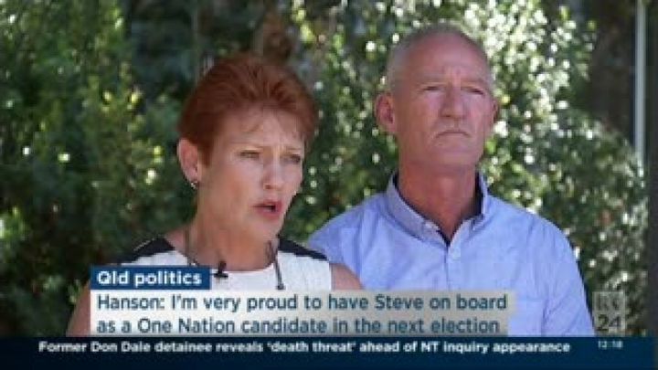 Pauline Hanson and Steve Dickson at the press conference on Friday