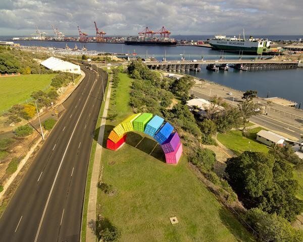 A rainbow of shipping containers in Fremantle.