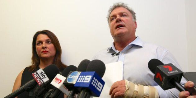 Senator Rod Culleton holds a press conference with his wife Ioanna Culleton at his office in Perth