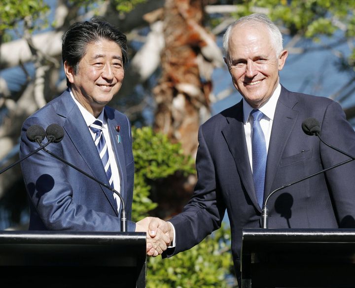 Abe (L) and Turnbull (R) said on the weekend their countries will continue to work in close coordination with the United States after the inauguration of President-elect Donald Trump.