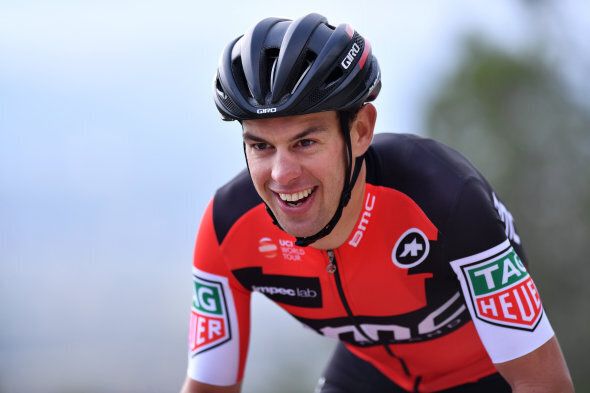 He really should be grimacing at this point. But he's not, because he's Richie Porte.