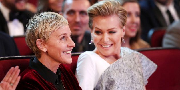 LOS ANGELES, CA - JANUARY 18: TV personality Ellen DeGeneres (L) and actress Portia de Rossi attend the People's Choice Awards 2017 at Microsoft Theater on January 18, 2017 in Los Angeles, California. (Photo by Christopher Polk/Getty Images for People's Choice Awards)