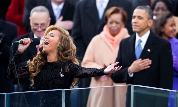 Beyonce sings the U.S. National Anthem.