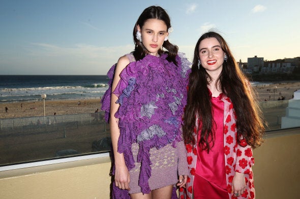 Deanna Fanning with a model wearing one her designs at the Australian Fashion Foundation Awards. (Photo by Brendon Thorne/Getty Images for AUSFF)