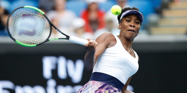 MELBOURNE, AUSTRALIA - JANUARY 20: Venus Williams of the United States plays a forehand in her third round match against Ying-Ying Duan of China on day five of the 2017 Australian Open at Melbourne Park on January 20, 2017 in Melbourne, Australia. (Photo by Jack Thomas/Getty Images)