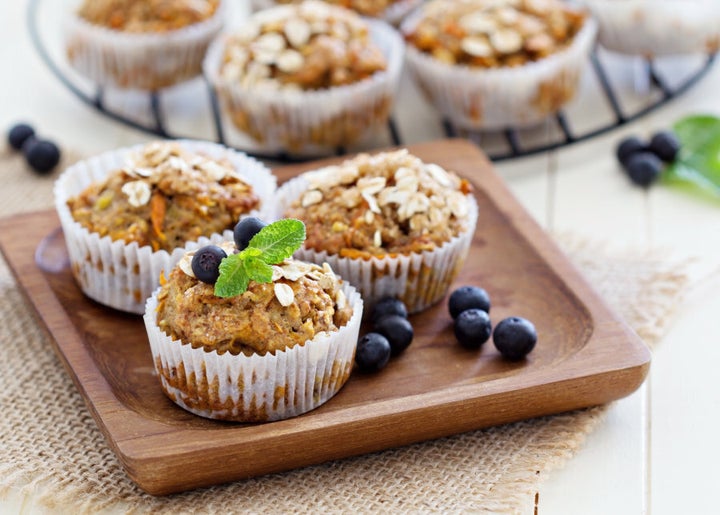 Try banana carrot muffins with oats and berries.