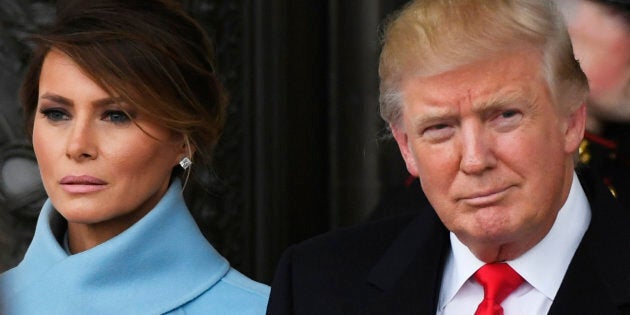 President Donald Trump and Melania Trump depart the 2017 Presidential Inauguration at the U.S. Capitol.