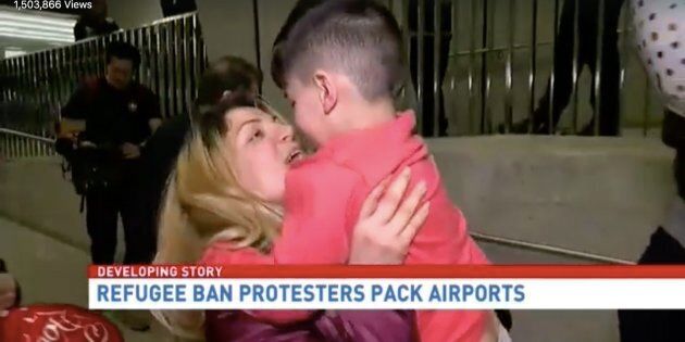 A 5-year-old boy is seen being reunited with his mother after undergoing a several hour detention at Dulles Airport