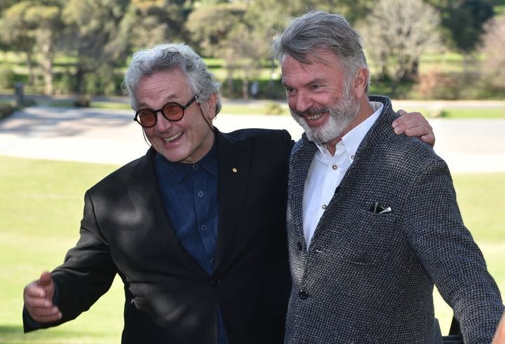 Aussie filmmaker and board member, George Miller, and actor Sam Neill can't quite contain their excitement.