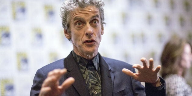 Cast member Peter Capaldi is interviewed at a press line for