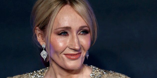 Writer J.K. Rowling poses as she arrives for the European premiere of the film