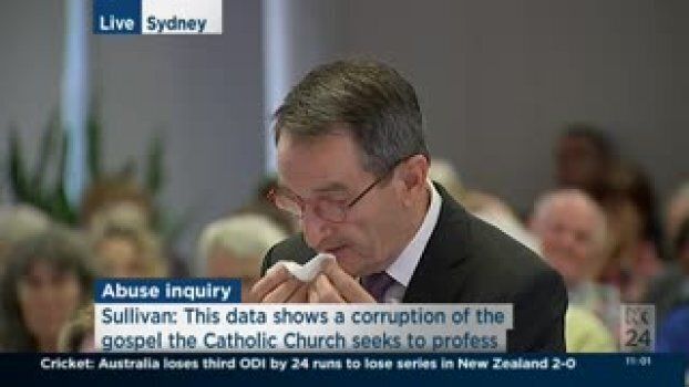 Francis Sullivan from the Church's Truth Justice and Healing council became emotional during his statement to the Royal Commission