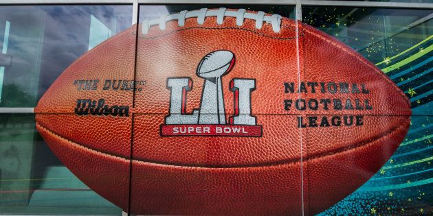 HOUSTON, TX - FEBRUARY 05: The Super Bowl LI football is featured at the West entrance at the Super Bowl LI between the New England Patriots and Atlanta Falcons on February 5, 2017 at NRG Stadium in Houston, Texas. (Photo by Leslie Plaza Johnson/Icon Sportswire via Getty Images)