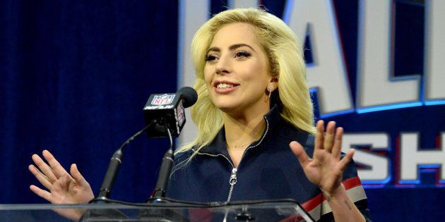 HOUSTON, TX - FEBRUARY 02: Lady Gaga speaks onstage at the Pepsi Zero Sugar Super Bowl LI Halftime Show Press Conference on February 2, 2017 in Houston, Texas. (Photo by Kevin Mazur/WireImage)