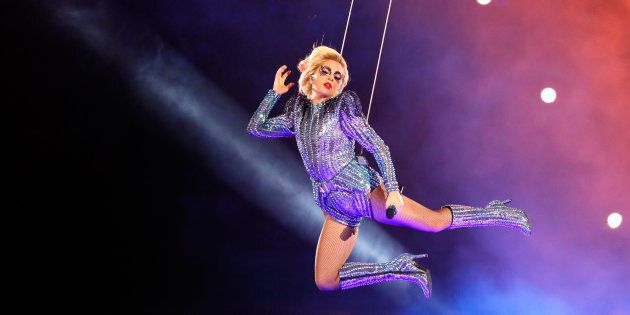 HOUSTON, TX - FEBRUARY 05: Lady Gaga performs during the Pepsi Zero Sugar Super Bowl 51 Halftime Show at NRG Stadium on February 5, 2017 in Houston, Texas. (Photo by Patrick Smith/Getty Images)