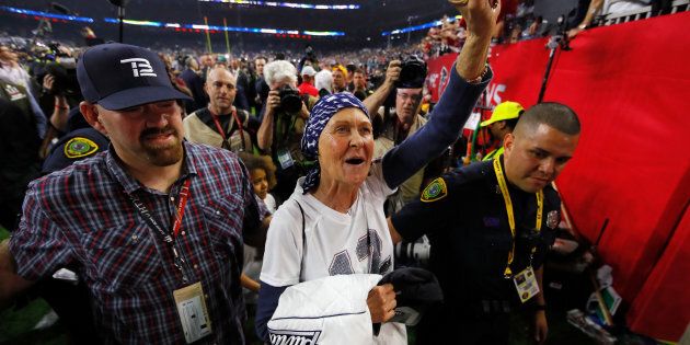 Galynn Brady leaves the field following the New England Patriots' victory at the Super Bowl LI.