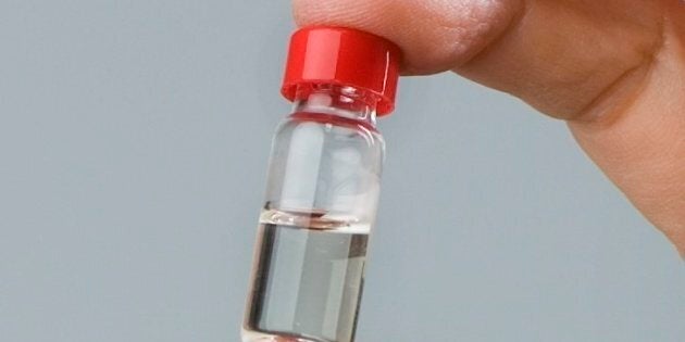 A vial of Vasalgel, which can be injected into the testes.