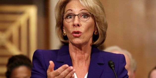 Betsy DeVos testifies before the Senate Health, Education and Labor Committee confirmation hearing to be next Secretary of Education on Capitol Hill in Washington, U.S., January 17, 2017. REUTERS/Yuri Gripas