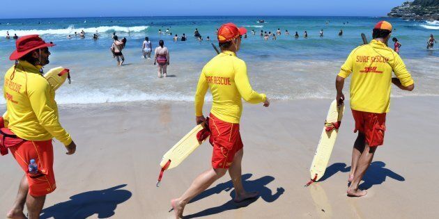 Surf lifesavers at Sydney's Bondi Beach on Saturday. AFP / William WEST