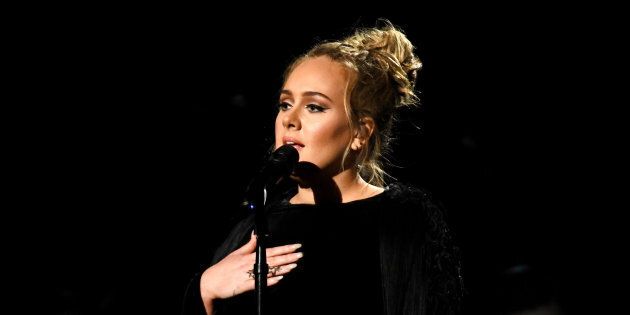 LOS ANGELES, CA - FEBRUARY 12: Recording artist Adele performing a tribute to George Michael onstage during The 59th GRAMMY Awards at STAPLES Center on February 12, 2017 in Los Angeles, California. (Photo by Kevork Djansezian/Getty Images)