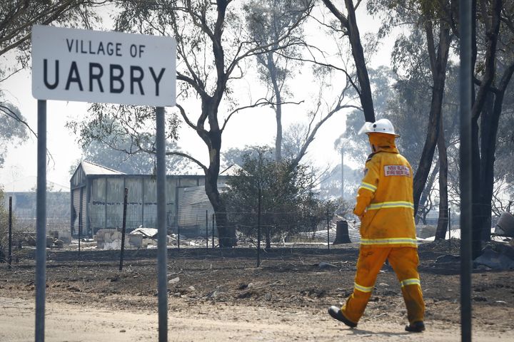 Property damage at Uarbry, NSW, after it was hit by the Sir Ivan fire the day before, on Monday 13 February 2017. Photo: Alex Ellinghausen