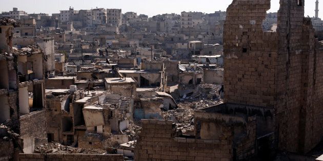 A photo shows the damage in the al Kalasa district of Aleppo, Syria, on Feb. 2, 2017.