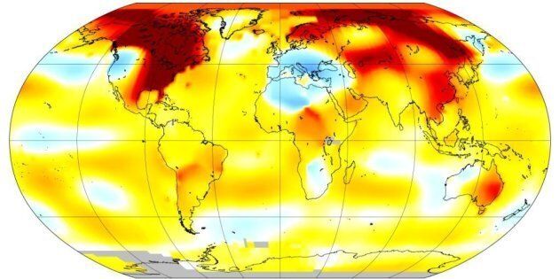 January 2017 climate change map from NASA