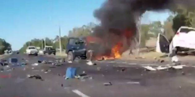 A horor car smash in WA has been caught on camera.