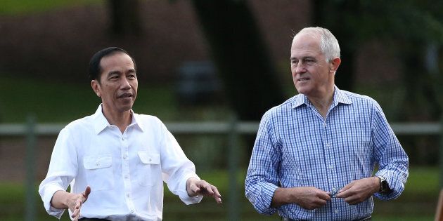 Turnbull and Widodo took a stroll on Sunday morning.
